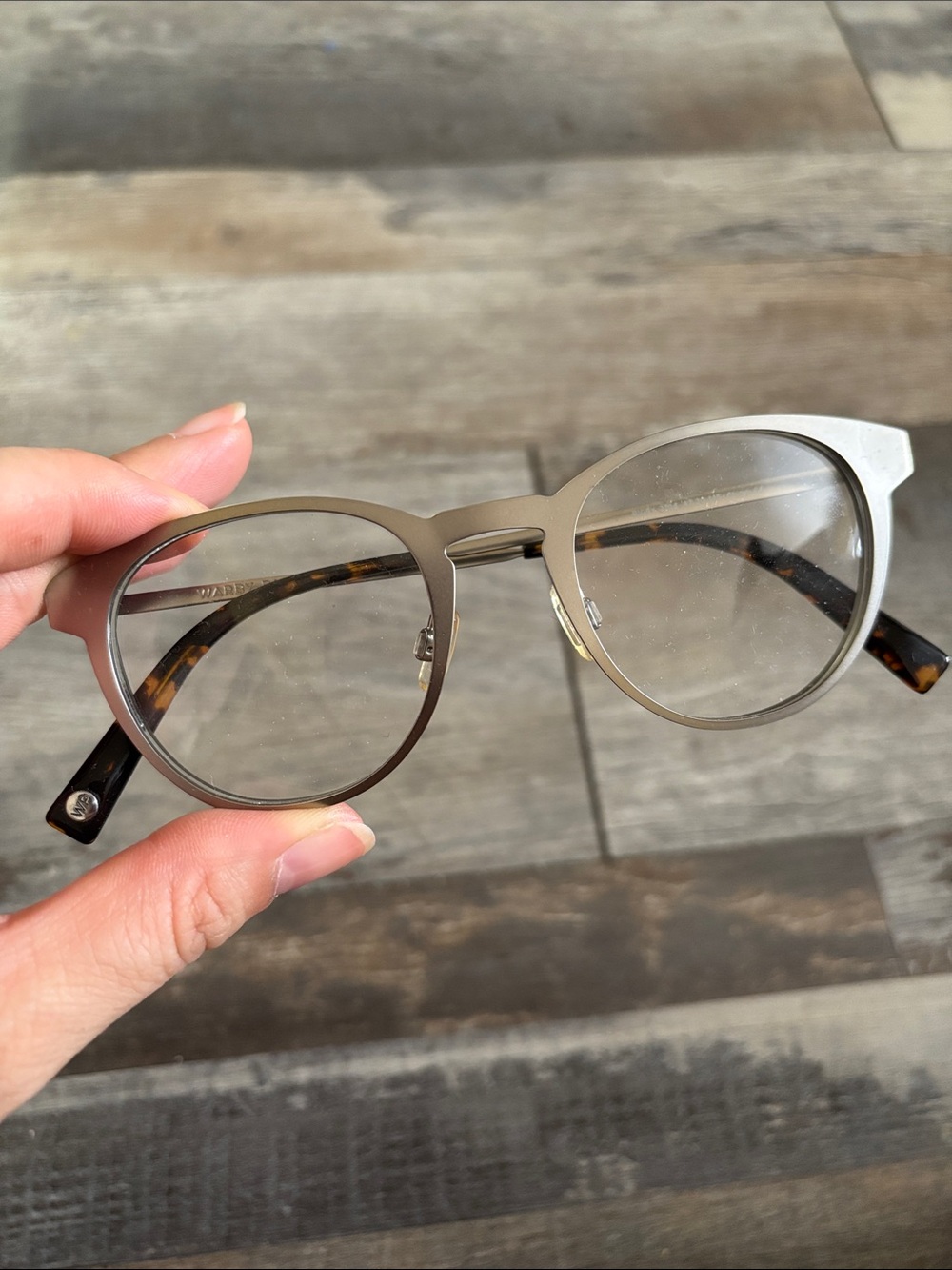 Warby Parker Matte Taupe Round Glasses with Tortoiseshell Temples